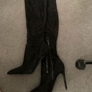 Kendall and Kylie Black Knee High Boots